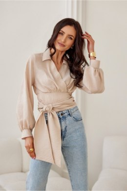 Bluzka damska Model Bella BEZ BLU0205 Beige - Roco Fashion