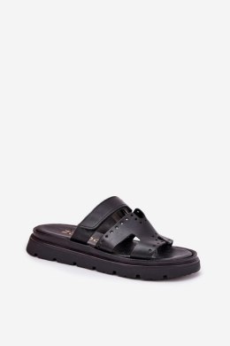 Klapki damskie skórzane Model Zazoo 40440 czarne black