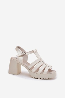 Sandały damskie skórzane Model Vinceza 66621 Light Beige