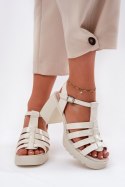 Sandały damskie skórzane Model Vinceza 66621 Light Beige