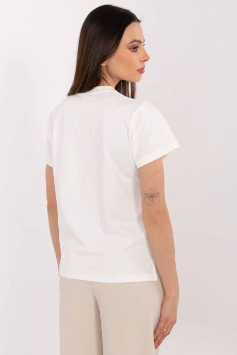 Tshirt Damski Model CLM-TS-1704.85 Ecru - Factory Price Tshirt Damski Model CLM-TS-1704.85 Ecru - Factory Price