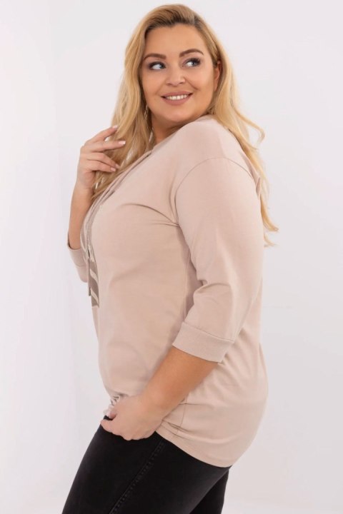 Bluzka damska Plus size Oversize Model RV-BZ-A291.45 Beige - Relevance Bluzka damska Plus size Oversize Model RV-BZ-A291.45 Beige - Relevance