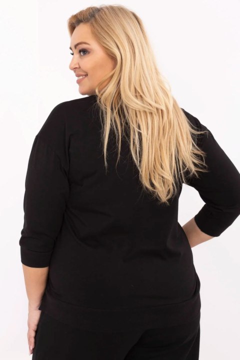 Bluzka damska Plus size Oversize Model RV-BZ-A400.39 Black - Relevance Bluzka damska Plus size Oversize Model RV-BZ-A400.39 Black - Relevance