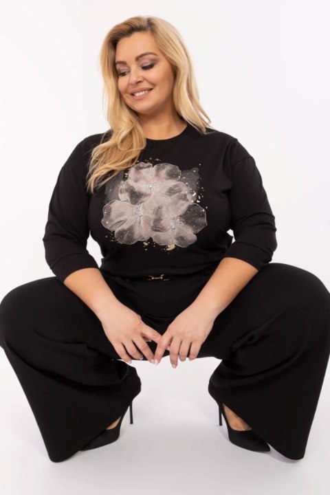 Bluzka damska Plus size Oversize Model RV-BZ-A400.39 Black - Relevance Bluzka damska Plus size Oversize Model RV-BZ-A400.39 Black - Relevance