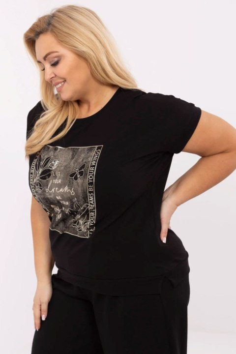 Bluzka damska Plus size Model RV-BZ-A602.89 Black - Relevance Bluzka damska Plus size Model RV-BZ-A602.89 Black - Relevance