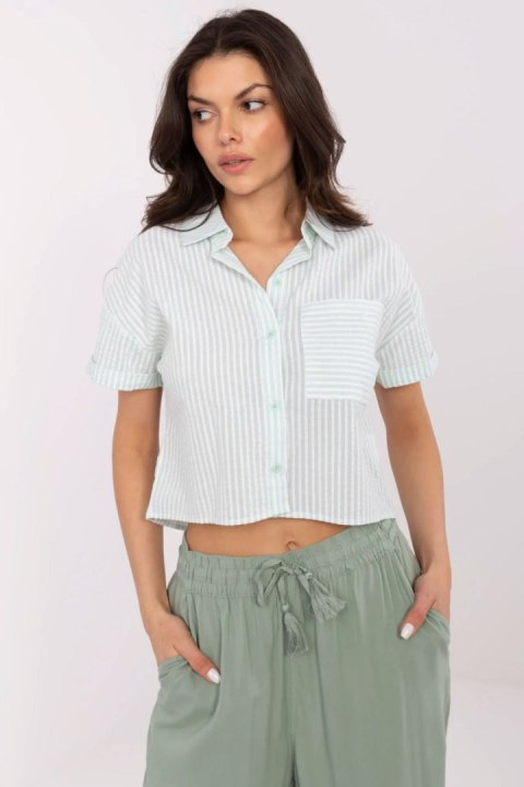 Koszula Bluzka Damska Model NM-KS-KA-01148.50P White/Green - NM Koszula Bluzka Damska Model NM-KS-KA-01148.50P White/Green - NM