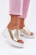 Klapki damskie skórzane Model Artiker 56C0435 Gold