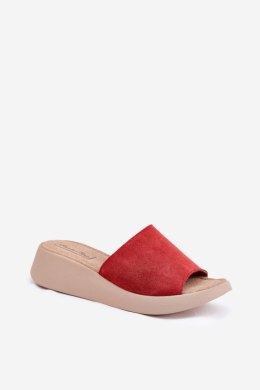 Klapki damskie skórzane Model Panto Fino RR267040 Red - Step in style