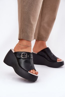 Klapki damskie skórzane Model S.Barski LR51-542 Black