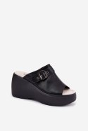 Klapki damskie skórzane Model S.Barski LR51-542 Black