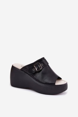 Klapki damskie skórzane Model S.Barski LR51-542 Black
