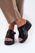 Klapki damskie skórzane Model S.Barski LR51-542 Black