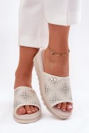 Klapki damskie skórzane Model Vinceza 41477 Beige