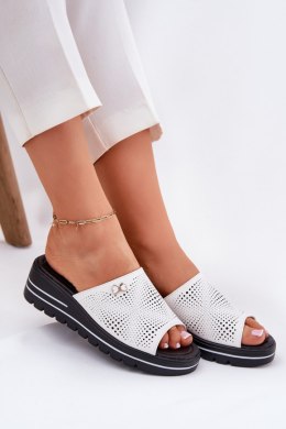 Klapki damskie skórzane Model Vinceza 41477 White