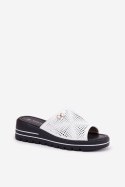 Klapki damskie skórzane Model Vinceza 41477 White