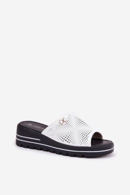 Klapki damskie skórzane Model Vinceza 41477 White