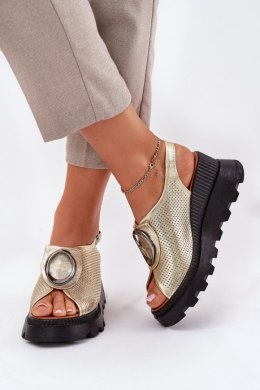 Sandały damskie skórzane Model Artiker 56C0109 Gold
