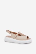 Sandały damskie skórzane Model S.Barski GR51-603 beżowe beige