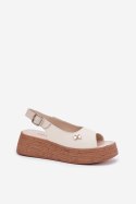 Sandały damskie skórzane Model Vinceza 41476 Beige