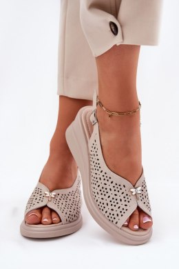 Sandały damskie skórzane Model Vinceza 79529 Beige