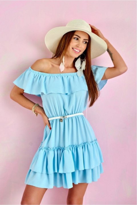 Sukienka damska Model BLE SUK0291 Błękit - Roco Fashion Sukienka damska Model BLE SUK0291 Błękit - Roco Fashion