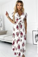 Sukienka damska Model Lisa 434-8 Ecru/Bordo Flowers - Numoco