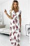 Sukienka damska Model Lisa 434-8 Ecru/Bordo Flowers - Numoco