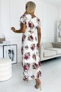 Sukienka damska Model Lisa 434-8 Ecru/Bordo Flowers - Numoco