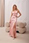 Sukienka damska wieczorowa satynowa maxi długa Alessandra różowa pink - Roco Fashion