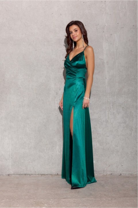 Sukienka damska wieczorowa satynowa maxi długa Alessandra zielona green - Roco Fashion Sukienka damska wieczorowa satynowa maxi długa Alessandra zielona green - Roco Fashion