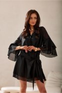 Sukienka damska elegancka trapezowa mini Beatrice czarna black - Roco Fashion