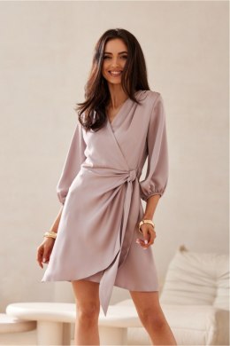 Sukienka damska elegancka kopertowa mini Federica cappuccino - Roco Fashion