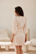 Sukienka damska elegancka kopertowa mini Federica waniliowa kremowa ecru wanilia vanilla- Roco Fashion