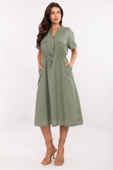 Sukienka damska Model MI-SK-109898.68 Khaki - Italy Moda Sukienka damska Model MI-SK-109898.68 Khaki - Italy Moda
