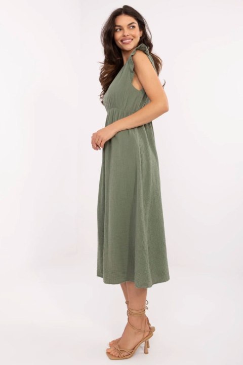 Sukienka damksa muślinowa Model MI-SK-122126.77 Khaki - Italy Moda Sukienka damksa muślinowa Model MI-SK-122126.77 Khaki - Italy Moda