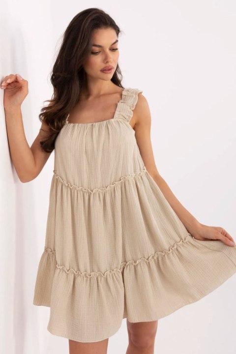 Sukienka damska muślinowa Model MI-SK-A5036.78 Beige - Italy Moda