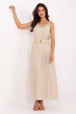 Sukienka damska maxi Model MI-SK-A6401.00 beżowa beige - Italy Moda