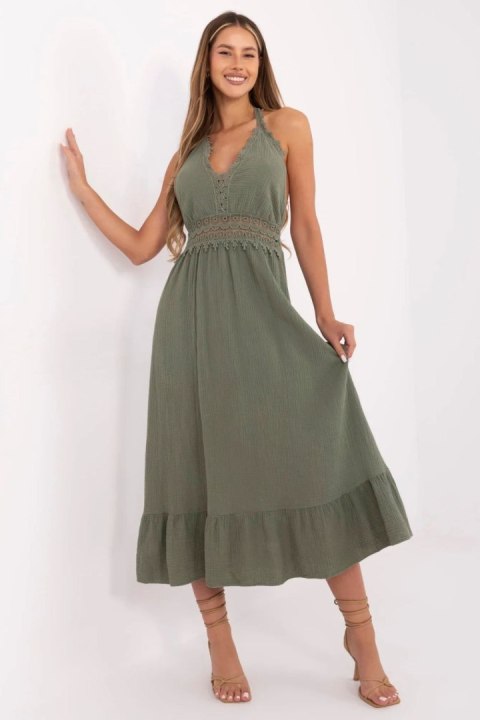 Sukienka damska midi Model MI-SK-88573.83 Khaki - Italy Moda Sukienka damska midi Model MI-SK-88573.83 Khaki - Italy Moda