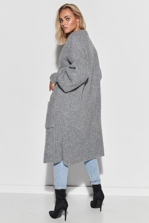 Sweter damski Kardigan Model S101 Grey Melange - Makadamia Sweter damski Kardigan Model S101 Grey Melange - Makadamia