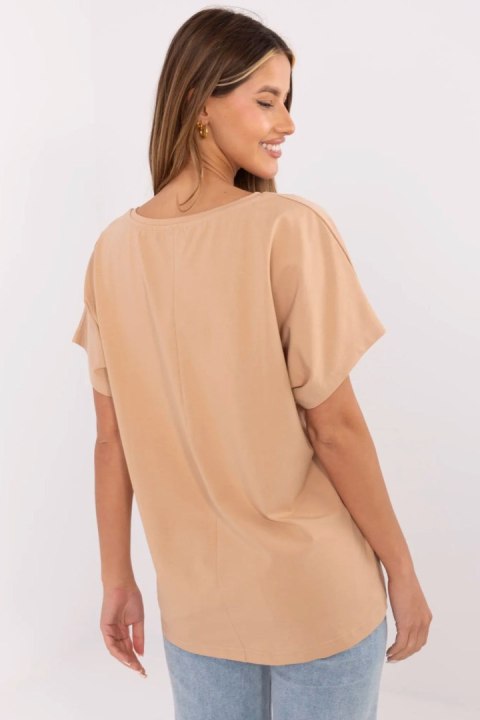 Bluzka T-shirt Damski Model CLM-TS-0023.94 Camel - Factory Price Bluzka T-shirt Damski Model CLM-TS-0023.94 Camel - Factory Price
