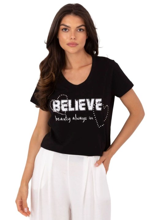 Bluzka T-shirt Damski Model CLM-TS-1726.87 Black - Factory Price Bluzka T-shirt Damski Model CLM-TS-1726.87 Black - Factory Price