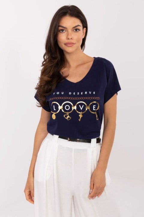 Bluzka T-shirt Damski Model CLM-TS-1729.86 Navy - Factory Price Bluzka T-shirt Damski Model CLM-TS-1729.86 Navy - Factory Price