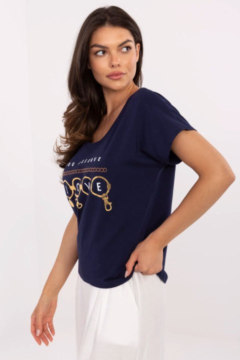 Bluzka T-shirt Damski Model CLM-TS-1729.86 Navy - Factory Price Bluzka T-shirt Damski Model CLM-TS-1729.86 Navy - Factory Price