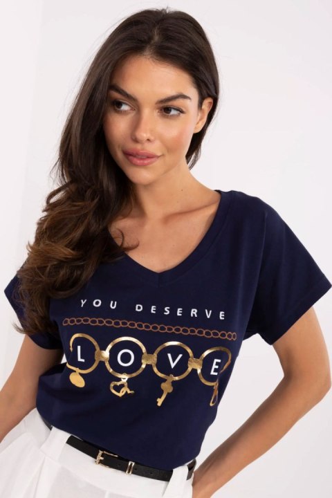 Bluzka T-shirt Damski Model CLM-TS-1729.86 Navy - Factory Price Bluzka T-shirt Damski Model CLM-TS-1729.86 Navy - Factory Price