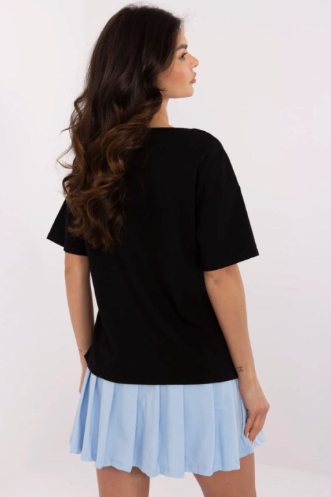 Bluzka damska T-shirt Model MI-TS-M3221-1.20P Black - Italy Moda Bluzka damska T-shirt Model MI-TS-M3221-1.20P Black - Italy Moda