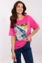 Bluzka damska T-shirt Model MI-TS-M3221-1.20P Dark Pink - Italy Moda