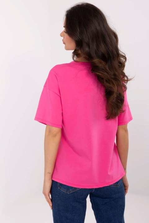 Bluzka damska T-shirt Model MI-TS-M3221-1.20P Dark Pink - Italy Moda Bluzka damska T-shirt Model MI-TS-M3221-1.20P Dark Pink - Italy Moda