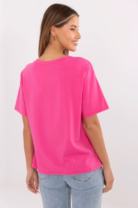 Bluzka damska T-shirt Damski Model MI-TS-M3221G.75 Dark Pink - Italy Moda Bluzka damska T-shirt Damski Model MI-TS-M3221G.75 Dark Pink - Italy Moda