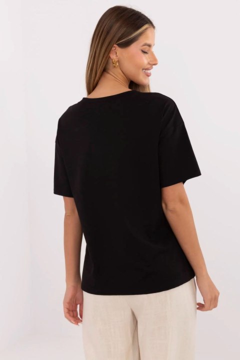 Bluzka damska T-shirt Damski ModelMI-TS-M3221G.75 Black - Italy Moda Bluzka damska T-shirt Damski ModelMI-TS-M3221G.75 Black - Italy Moda