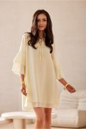Sukienka damska elegancka trapezowa mini Model Beatrice ZOL SUK0525 jasny żółty Light Yellow - Roco Fashion
